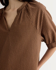 The Gauze Gathered Top | Carob Brown / Black
