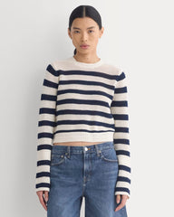 Open Knit Long-Sleeve Crew in Everyday Cotton | Canvas / Navy