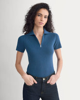 Knit Quarter-Zip Polo | Estate Blue