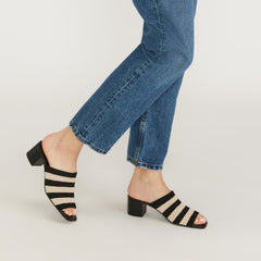 The Glove Mule in ReKnit | Black/ Parchment Stripe