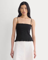 Gauze Smocked Cami | Black