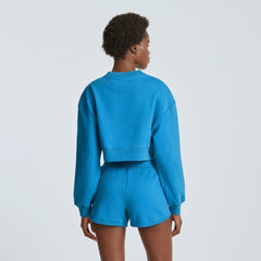 The Organic Cotton Cropped Crew | Horizon Blue