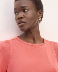 The Short-Sleeve Puff Midi Dress | Coral