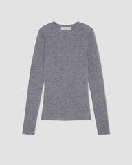 The Long-Sleeve Sweater Tee in Ultrasoft Merino | Heather Mid Grey