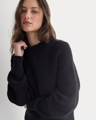 Cropped Ribbed Crew in Everyday Cotton | Black