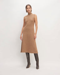 The Cozy-Stretch Sleeveless Midi Dress | Heathered Toasted Coconut