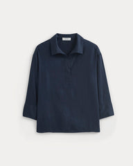 Popover Shirt in Linen | Navy