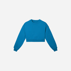 The Organic Cotton Cropped Crew | Horizon Blue
