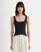 The Luxe Rib Square-Neck Tank | Black