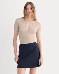 The Short-Sleeve Henley in Ultrasoft Merino | Pale Blush