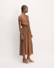 The Gathered Midi Dress | Carob Brown