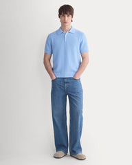 Seed Stitch Polo | Open Air Blue