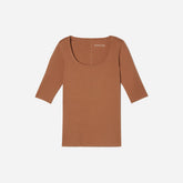 The Luxe Micro-Rib Scoop-Neck Tee | Tawny Brown