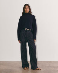 The Honeycomb Funnel Neck in Wool Cashmere | Navy