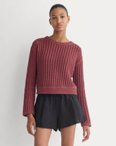 Open-Knit Crew in Elevated Cotton | Henna Red
