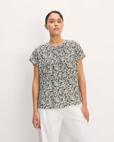 The Gathered Neck Top | Black / Bone Mini Floral
