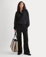 Lightweight Terry Polo Sweatshirt | Black