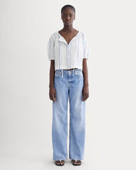 The Gauze Button-Up | Bone / Dutch Blue
