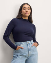 The Form Funnel-Neck Tee | Navy