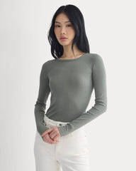 The Luxe Rib Long-Sleeve Crew | Agave Green