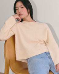 The Boxy Crew in Cashmere | Creme