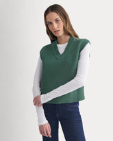Ribbed V-Neck Vest in Everyday Cotton | Hunter Green