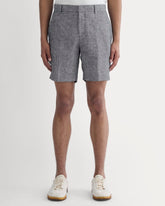 The 7" Linen Trouser Short | Navy Chambray