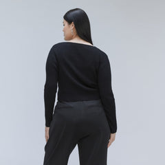 The Cotton-Merino Front-Tie Top | Black