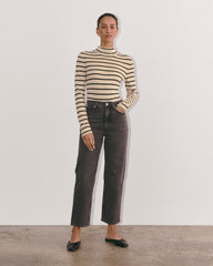 The Funnel Neck in Cotton Cashmere | Powder / Black