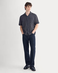 Textured Voile Resort Shirt | Black Plaid