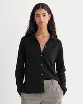 Cashmere Button-Up Shirt | Black