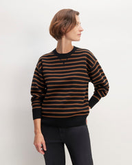 The Cotton-Merino Sweatshirt | Black / Dark Camel