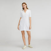 The Ribbed Short-Sleeve Polo Dress | White