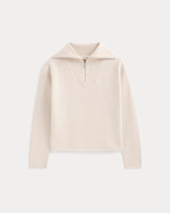 Double Knit Half-Zip in Cotton Merino | Bone/Cream/Sand/Light Camel