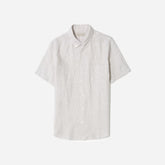 The Classic Short-Sleeve Shirt in Linen | Stone / White Stripe