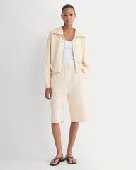 Lightweight Terry Cropped Full-Zip | Parchment