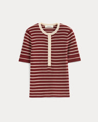 The Short-Sleeve Henley in Ultrasoft Merino | Merlot / Parchment