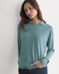 Oversized Polo in Ultrafine Merino | Gray Mist
