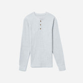 The Waffle Long-Sleeve Henley Tee | Heathered Light Grey