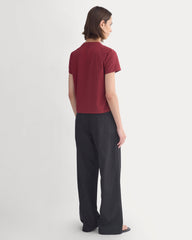 The Box-Cut Tee in Essential Cotton | Cabernet | No Pocket