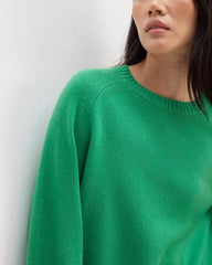 The Cashmere Boxy Crew | Bright Jade