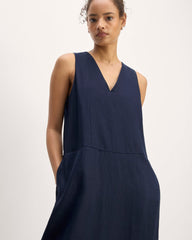 The Linen V-Neck Maxi Dress | Navy