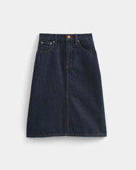 Mid-Rise Denim Midi Skirt | Tungsten Rinse