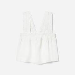 The Smocked Linen Cami | White