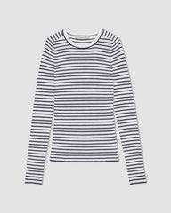 The Long-Sleeve Sweater Tee in Ultrasoft Merino | Bone/Navy