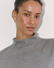 The Funnel Neck in Cotton Cashmere | Heather Charcoal