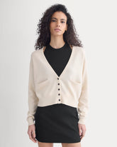 Deep V-Neck Cardigan in Cotton Merino | Canvas