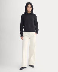 Oversized Cocoon Crew in Elevated Cotton | Black