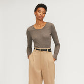 The Supima® Micro Rib Cropped Long-Sleeve Crew | Heathered Fatigue