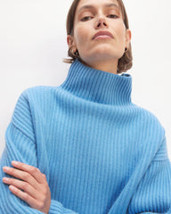 The Felted Merino Funnel-Neck Pullover | Heritage Blue